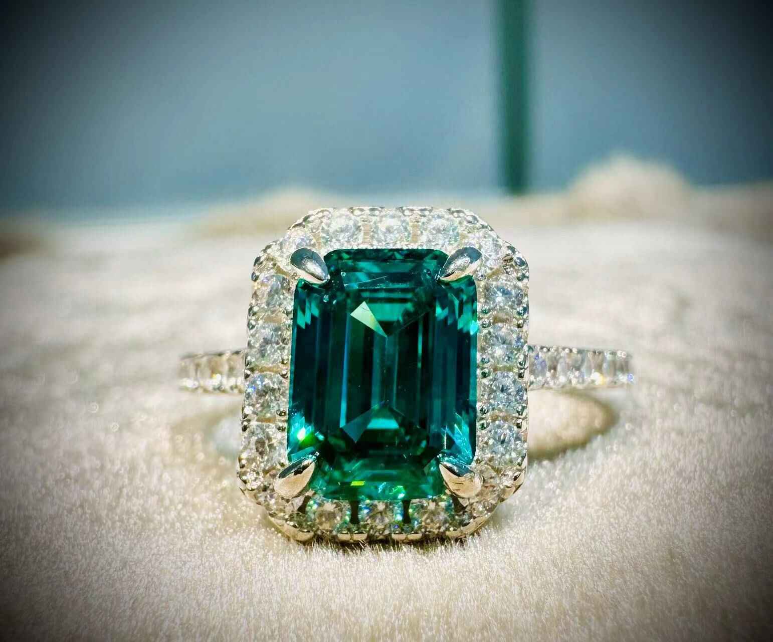 H03 Green emerald Zirconia Ring -M
