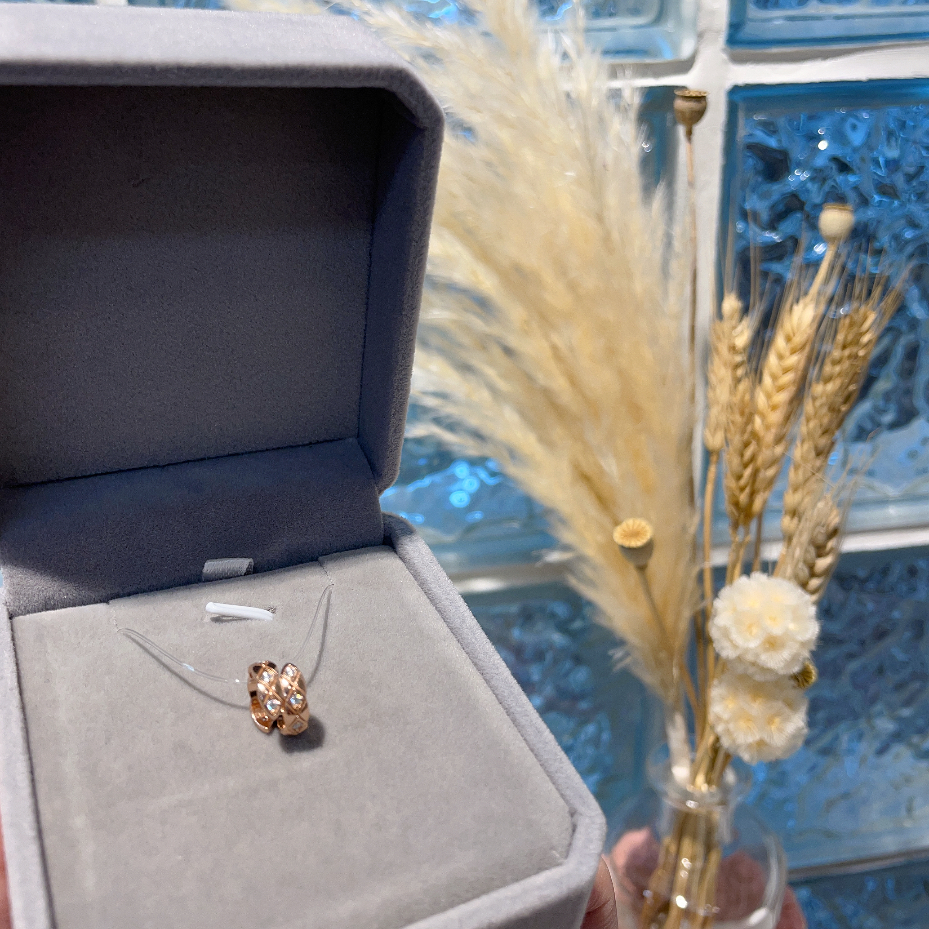 E946 莫桑菱格雙圈吊墜 0.10ct