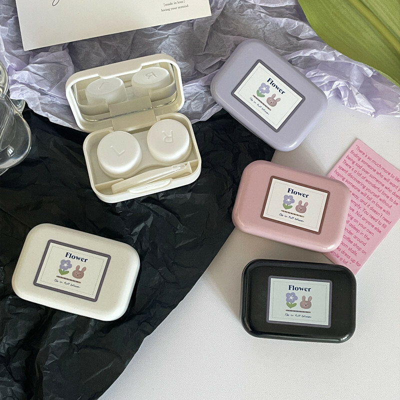 《3786》可愛兔兔小花朵隱形眼鏡盒