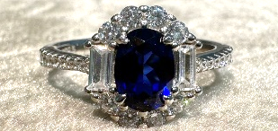 H04 Blue Oval Zirconia Ring -M