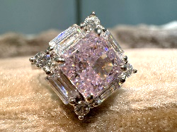 H05 Pink Square Zirconia Ring  JZ125 -M