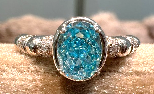 H10 Blue Oval Zirconia Ring-M