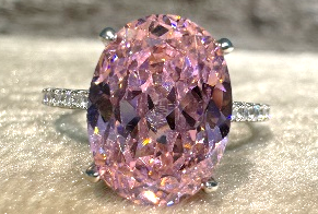 H11 Pink Oval Zirconia Ring -M