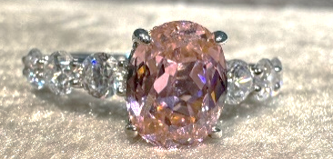 H13 Pink Oval Zirconia Ring  -M