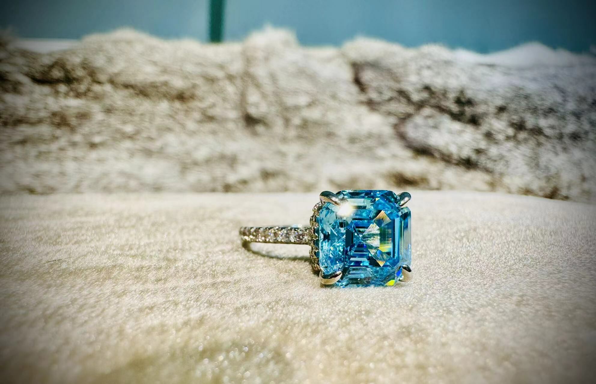 H20 Blue Square Zirconia Ring    -M