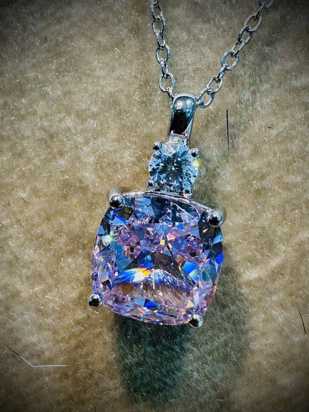 H32 Pink Square Radiant necklace    總重: 4.94G XL0140 -M