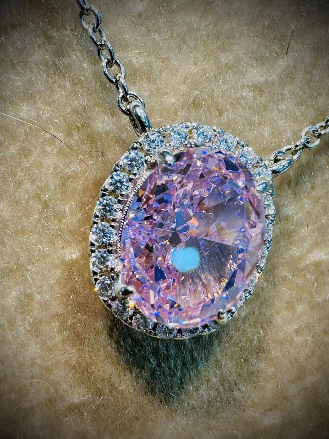 H34 Pink Oval necklace    總重: 2.46G XL0402 -M