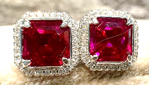 H43 Red Square Radiant earring    總重: 3.39G XL0170 -M