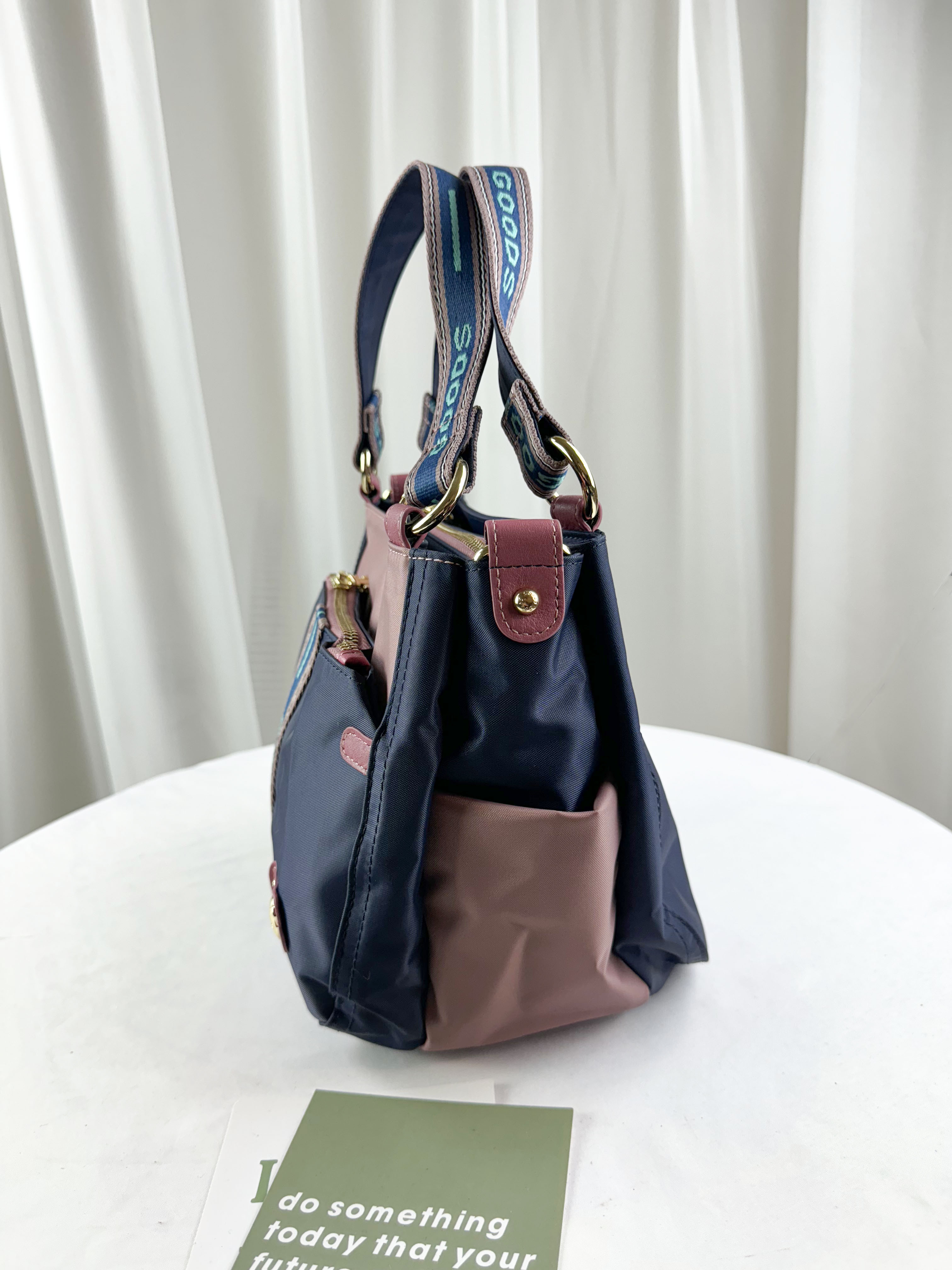 GOODS 織帶藍粉防潑水手提包 / 側背包  #2527