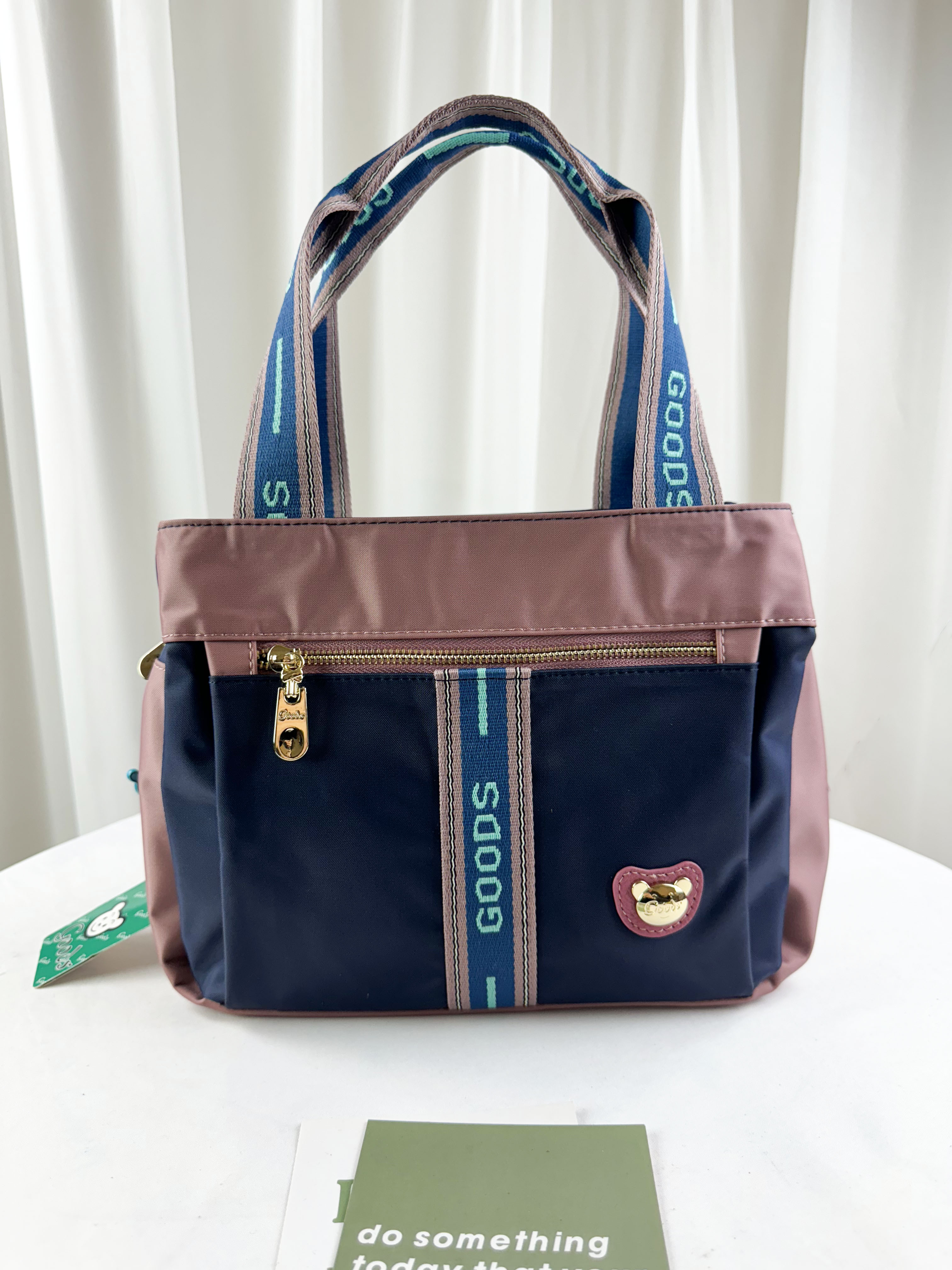 GOODS 織帶藍粉防潑水手提包 / 側背包   #2757