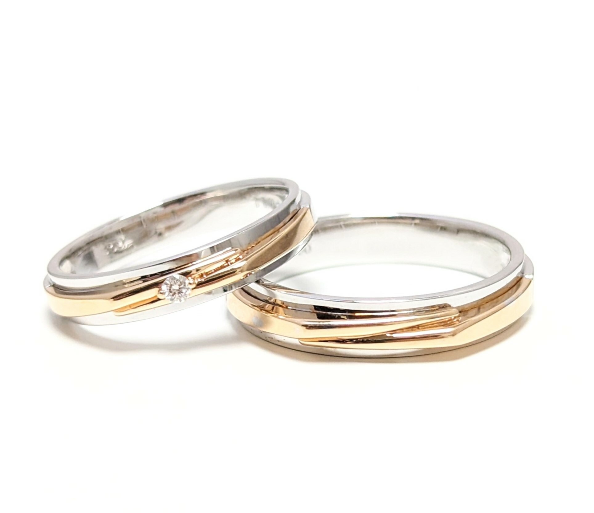 18K白金/玫瑰金鑽石結婚戒指