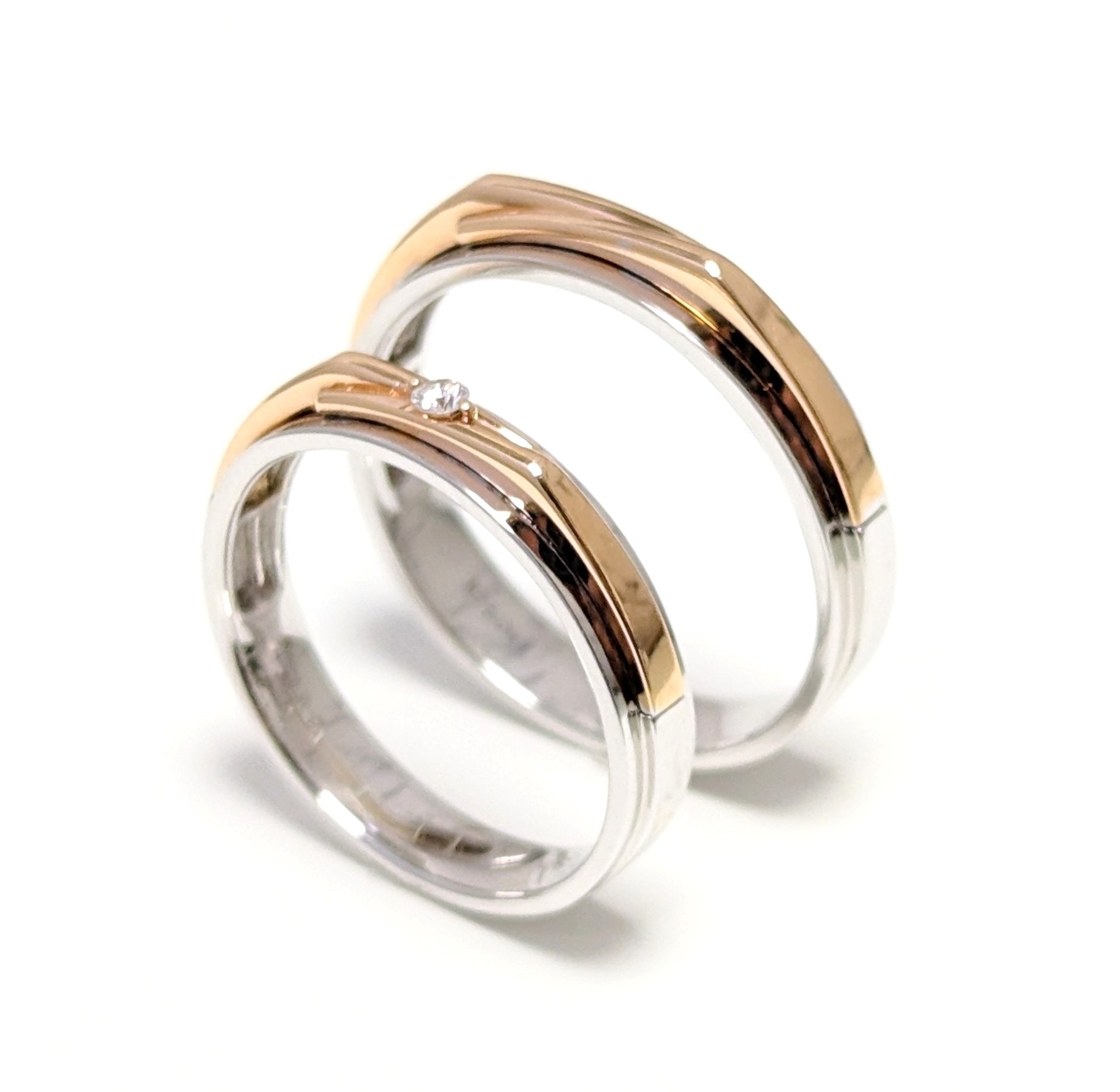 18K白金/玫瑰金鑽石結婚戒指