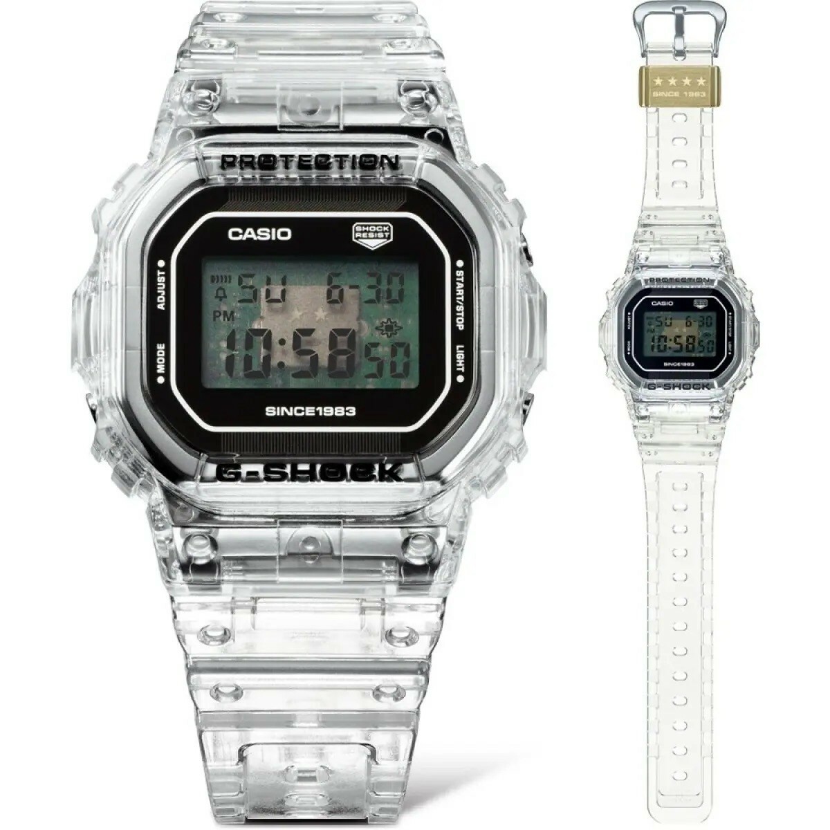 【G-SHOCK】40周年限定 Clear Remix系列 透明潮流電子錶DW-5040RX-7D 42.8mm 現代鐘錶