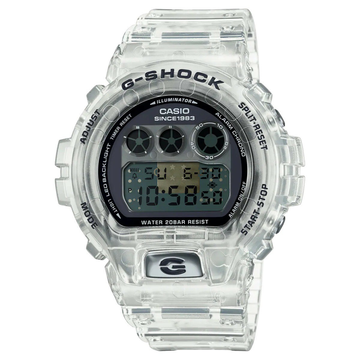 【G-SHOCK】40周年限定 Clear Remix系列 透明潮流電子錶DW-6940RX-7D 50mm 現代鐘錶