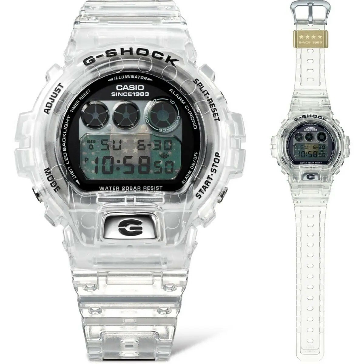 【G-SHOCK】40周年限定 Clear Remix系列 透明潮流電子錶DW-6940RX-7D 50mm 現代鐘錶