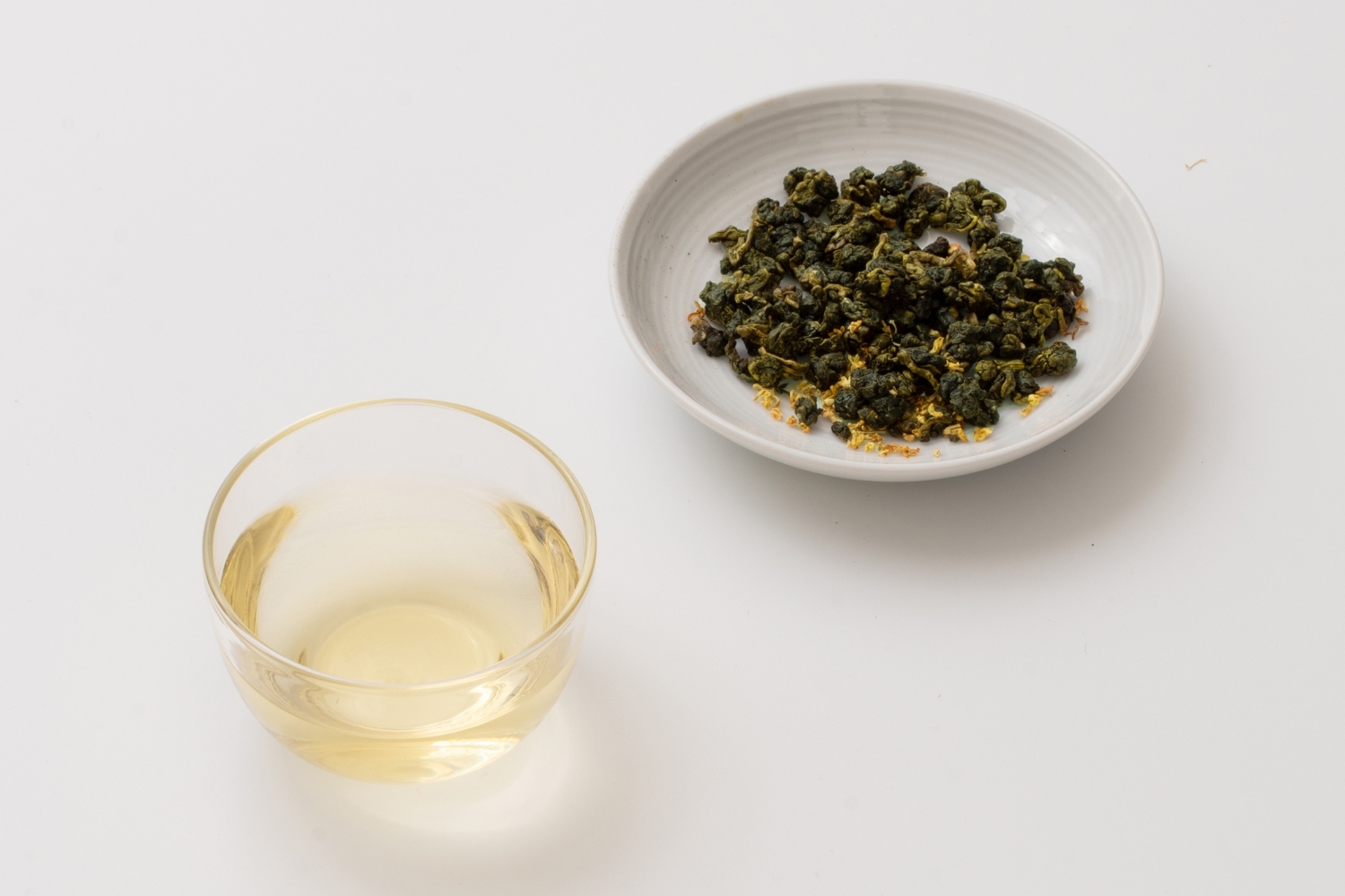 桂花綠茶 茶乾茶湯照