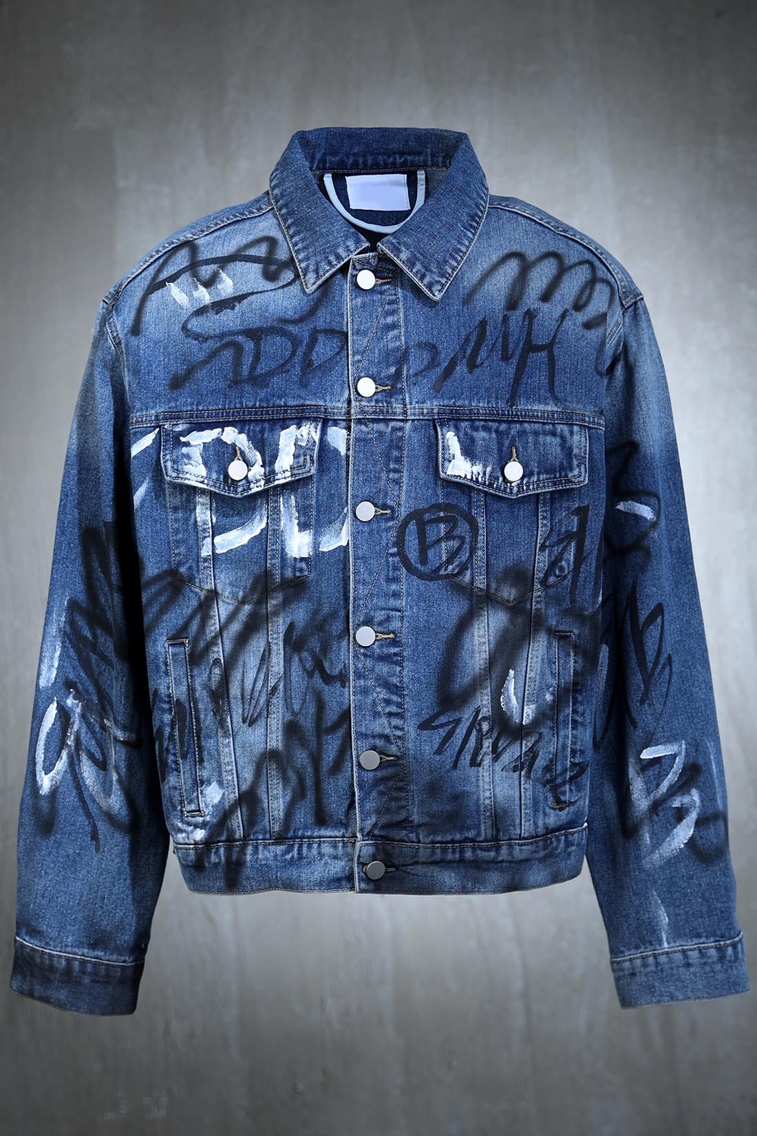 塗鴉着色水洗牛仔夾克