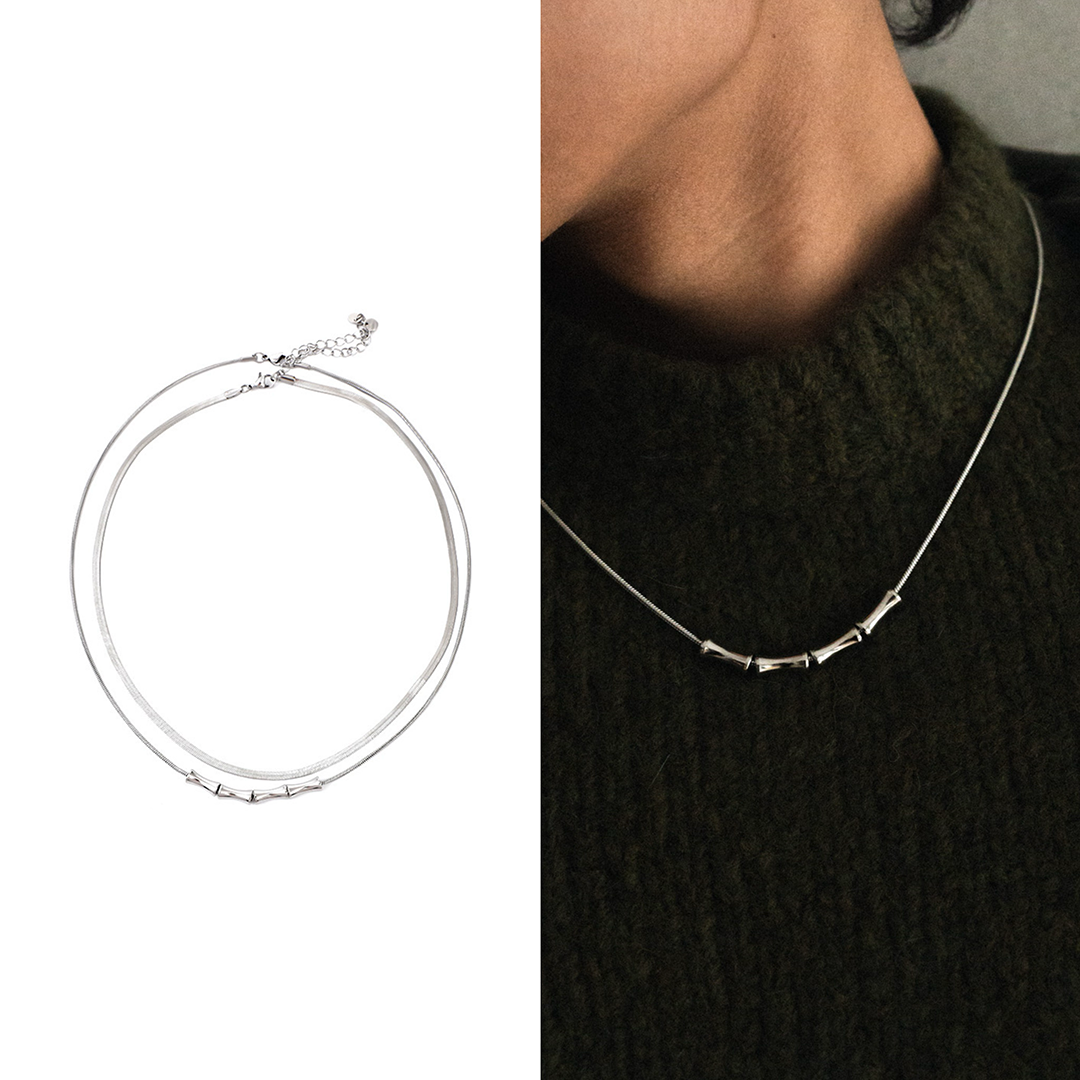 【BLUZ】雙層竹骨蛇紋項鍊