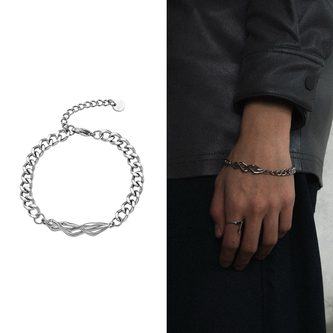 【BLUZ】鈦鋼荊棘繞心手鏈