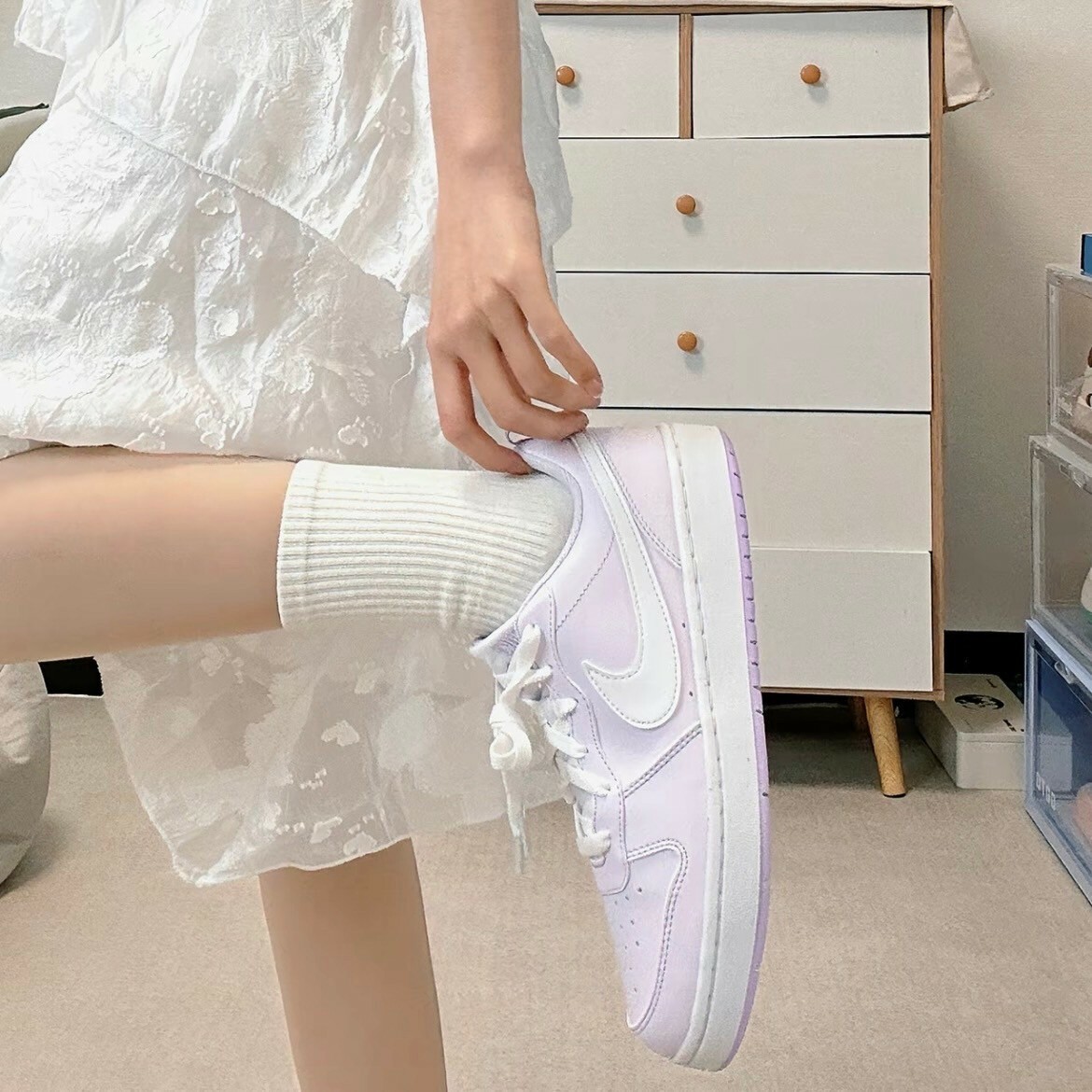 Nike Court Borough Low Recraft 紫藤白 粉紫 大童 運動休閒鞋