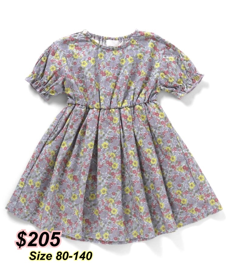 日系童裝apres les cours 短袖紫色碎花裙 (SIZE 130)