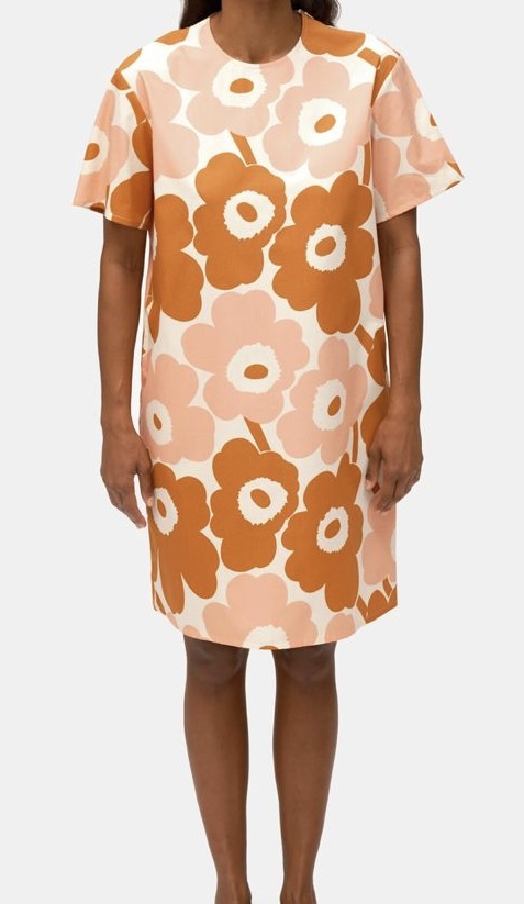 代購現貨 | marimekko 橙啡色unikko有腰帶連身裙 |size 34