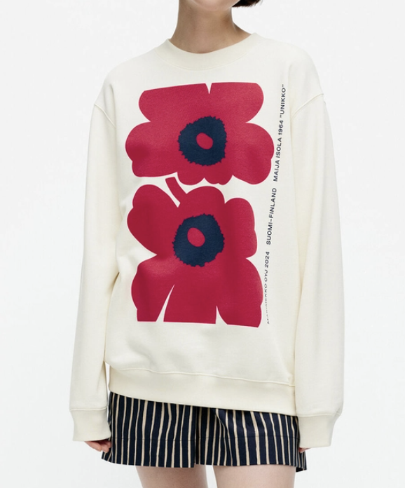 代購預訂 | Marimekko 60th 白底 x 紅unikko衛衣| Kioski Loisto Unikko Placement sweatshirt