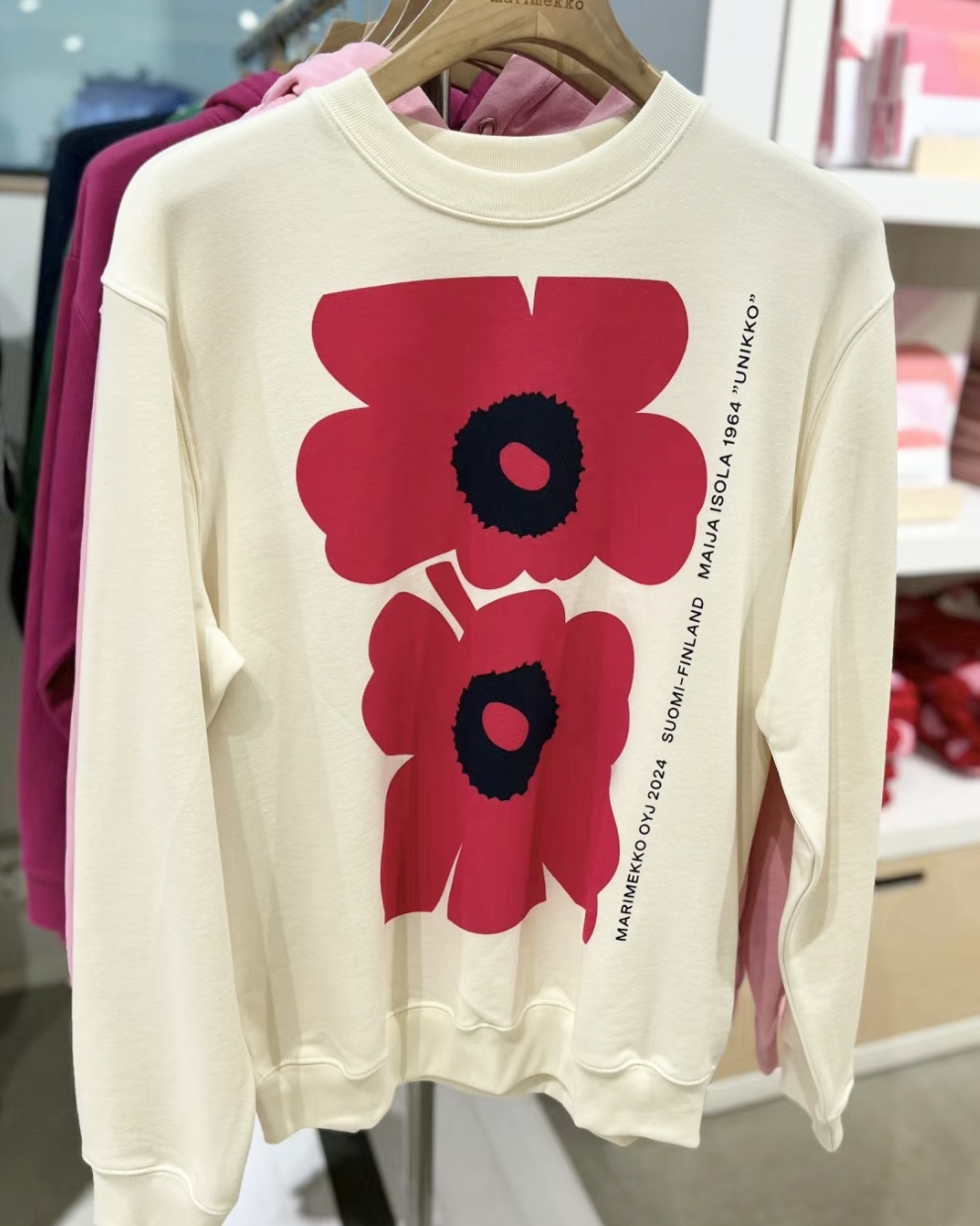 代購預訂 | Marimekko 60th 白底 x 紅unikko衛衣| Kioski Loisto Unikko Placement sweatshirt