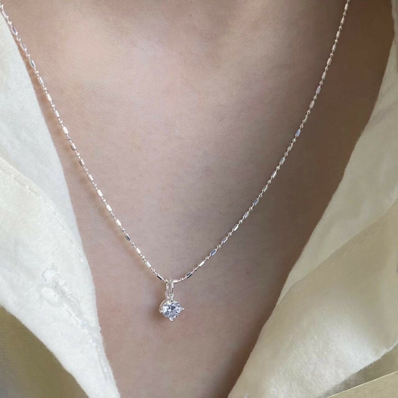 K59單鑽純銀鎖骨鏈