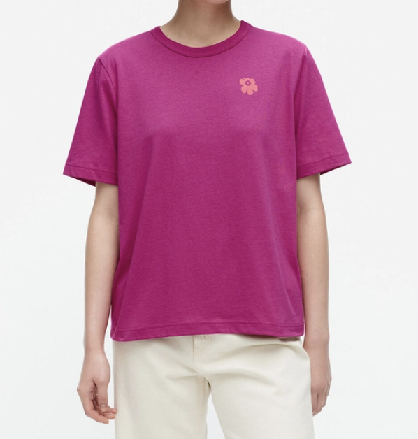 代購預訂 ｜Marimekko桃紅一朵小花 Tee | Kioski Erna Unikko Placement t-shirt