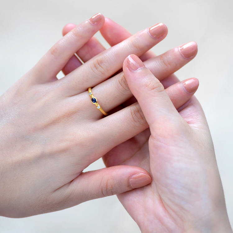 蛋面藍寶石18K戒指 拜占庭風格