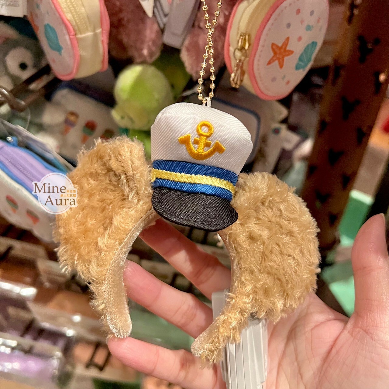 達菲 Duffy 絨毛髮圈 水手服造型 鑰匙圈 吊飾 -香港迪士尼樂園