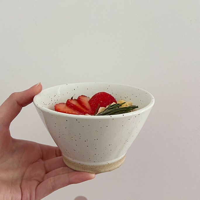 《3794》日式潑墨磨砂感沙拉斗笠碗