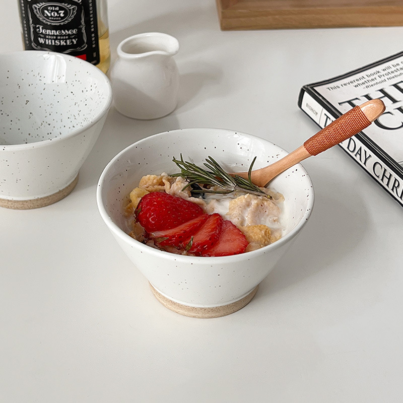 《3794》日式潑墨磨砂感沙拉斗笠碗