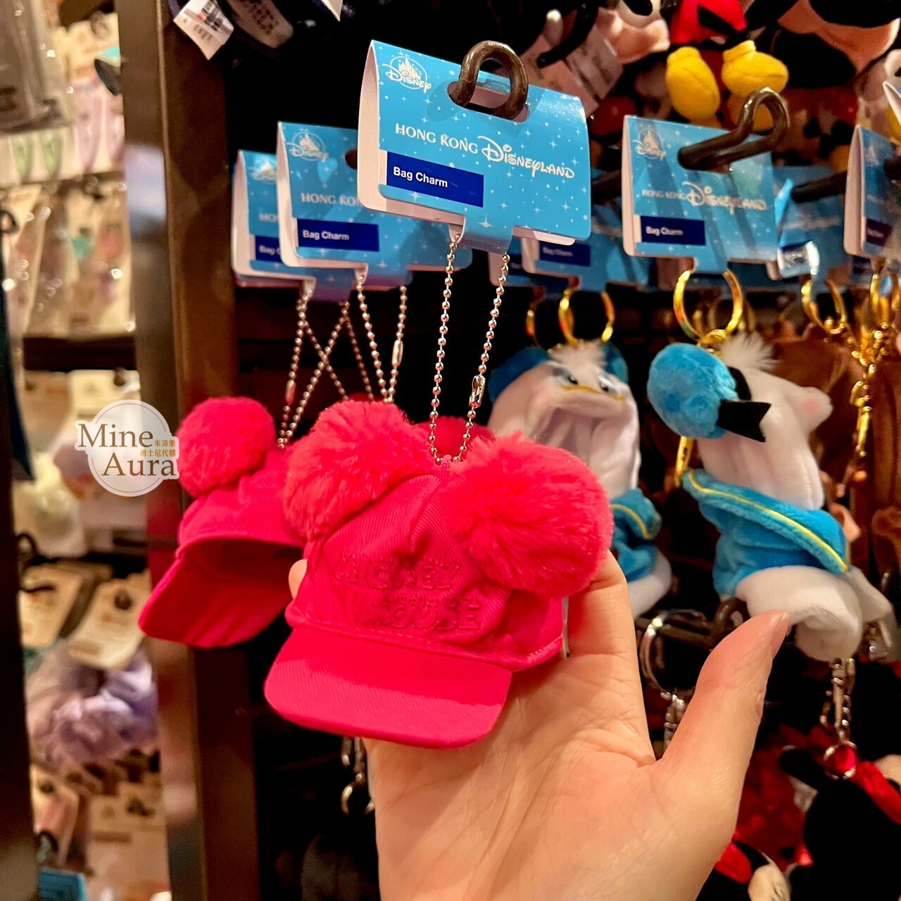 (現貨) 米奇 Mickey 立體毛球耳朵棒球帽 造型 鑰匙圈 吊飾 -香港迪士尼樂園