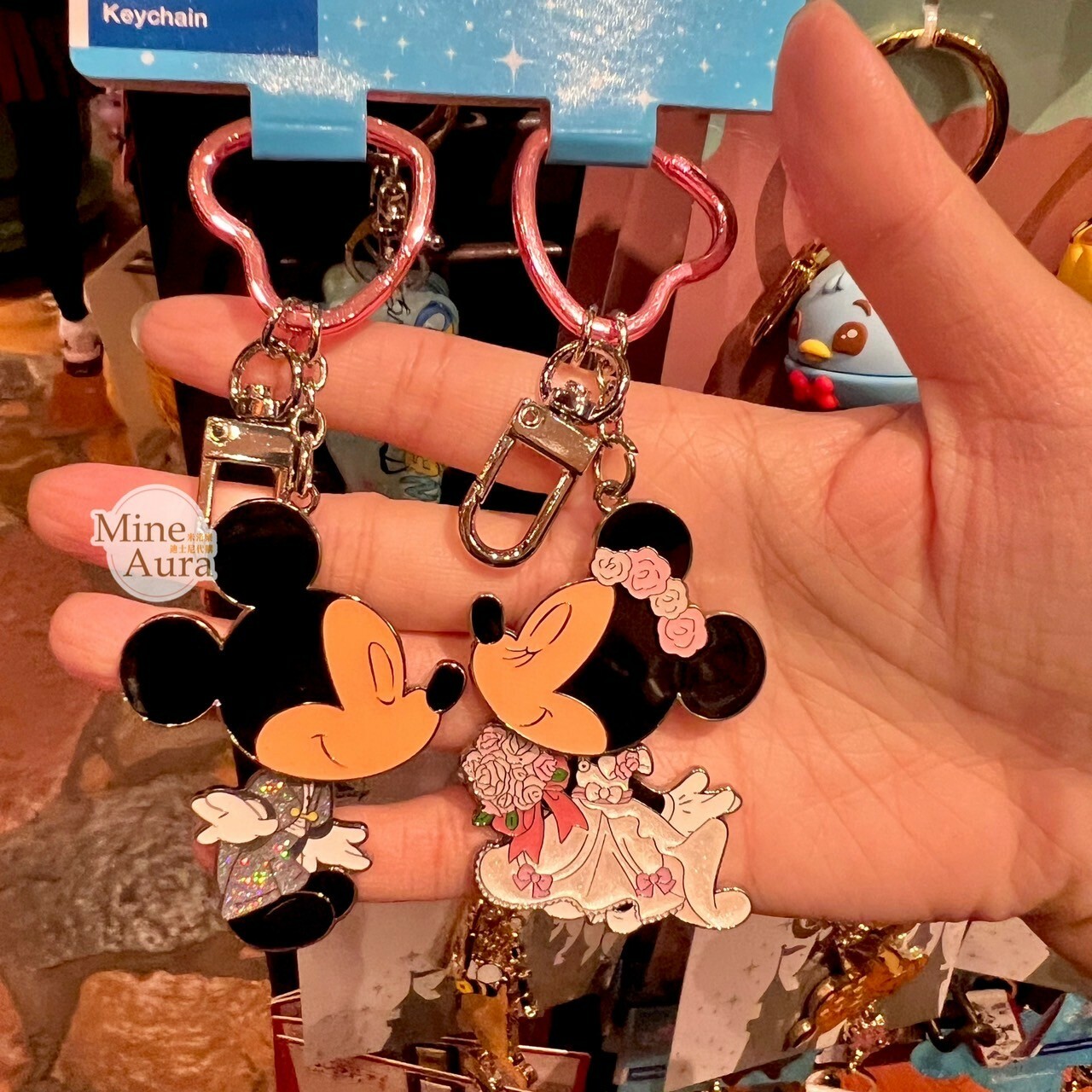 米奇 Mickey 米妮 Minnie 西式禮服造型 親親 金屬鑰匙圈 吊飾 2入組 -香港迪士尼樂園