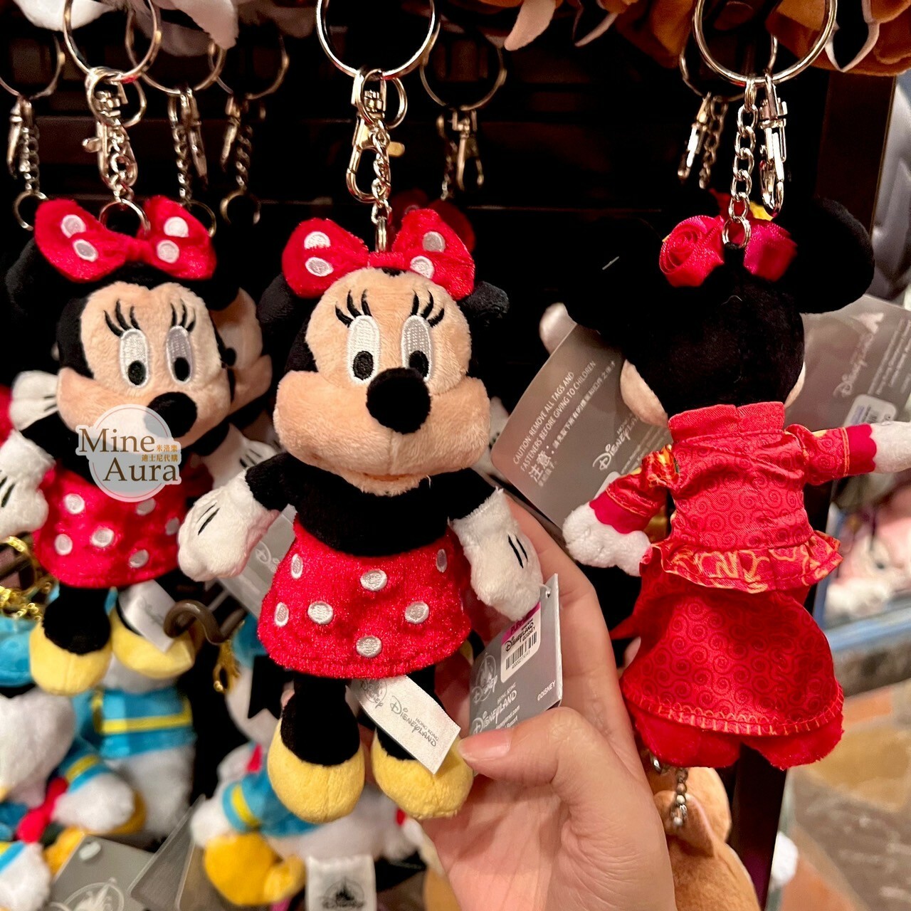 經典 米妮 Minnie 絨毛 鑰匙圈 吊飾 -香港迪士尼樂園