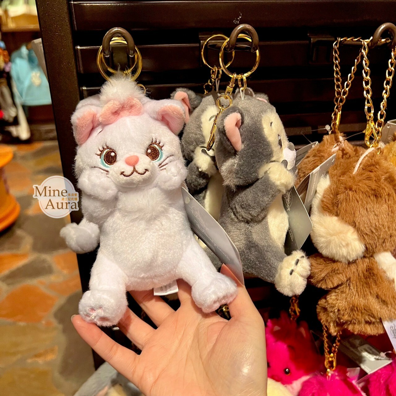 貓咪絨絨系列 瑪莉貓 Marie 絨毛 鑰匙圈 吊飾 貓兒歷險記 The Aristocats -香港迪士尼樂園