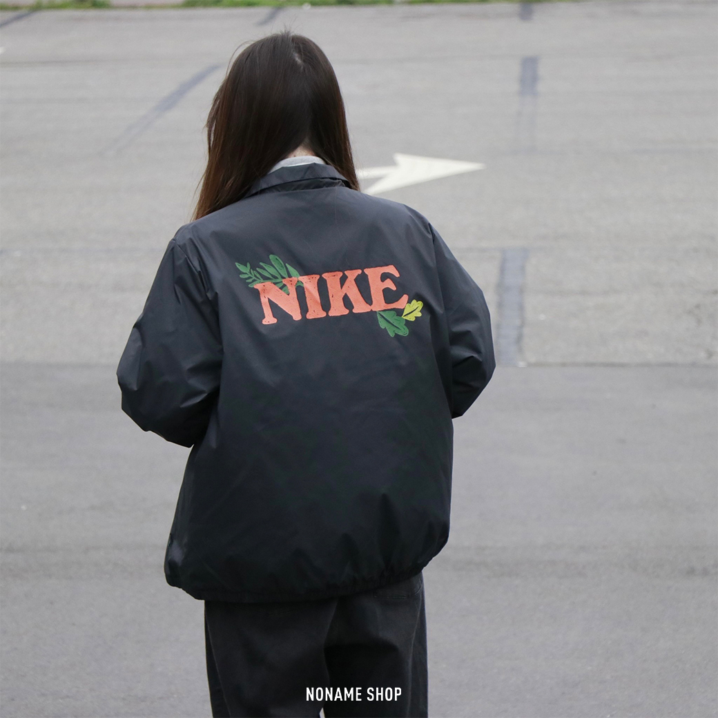 NIKE 葉子 教練 立領 排扣 外套 黑色 (男款)