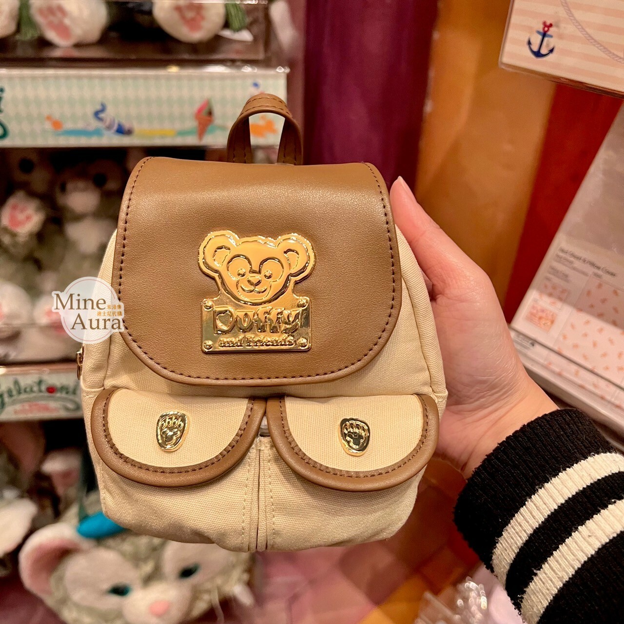 達菲 Duffy 鐵牌 後背包 造型 3way 小包 迷你包 娃娃 玩偶後背包 -香港迪士尼樂園