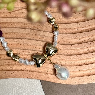 Salon de Peony 紫水晶蝴蝶結愛心項鍊