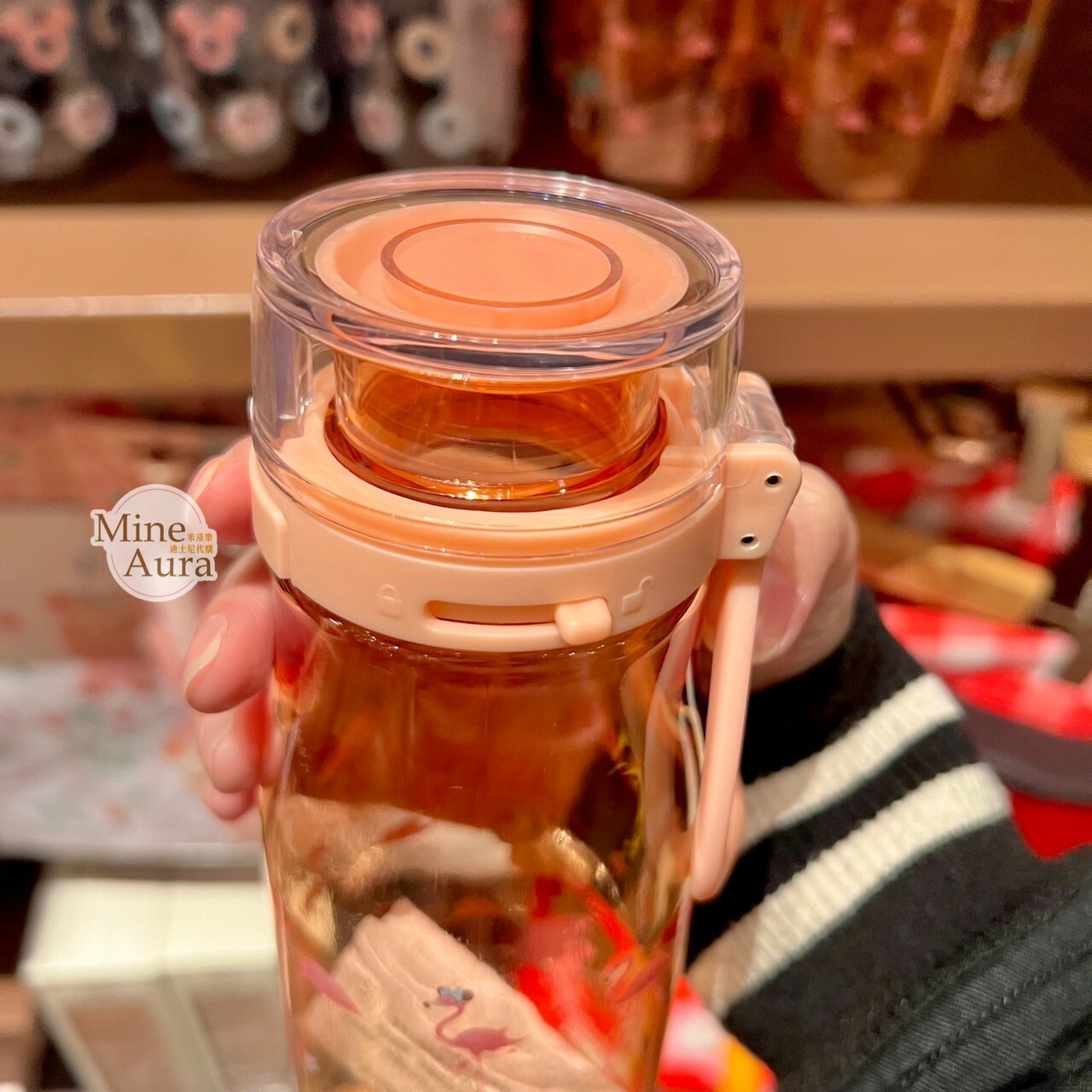 米妮 Minnie 紅鶴椰樹 圖案 橘色透明 兒童 水壺 -香港迪士尼樂園