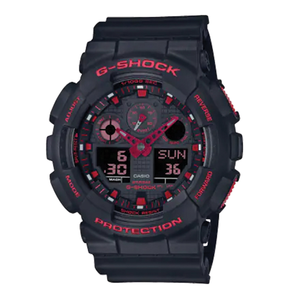 Casio G-Shock GA-100BNR-1A 火焰黑紅 手錶  (香港行貨)