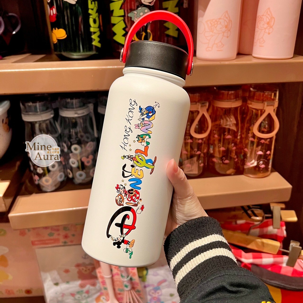 樂園限定 米奇 Mickey 好友集合 彩色圖案 白色 手提 水壺 -香港迪士尼樂園