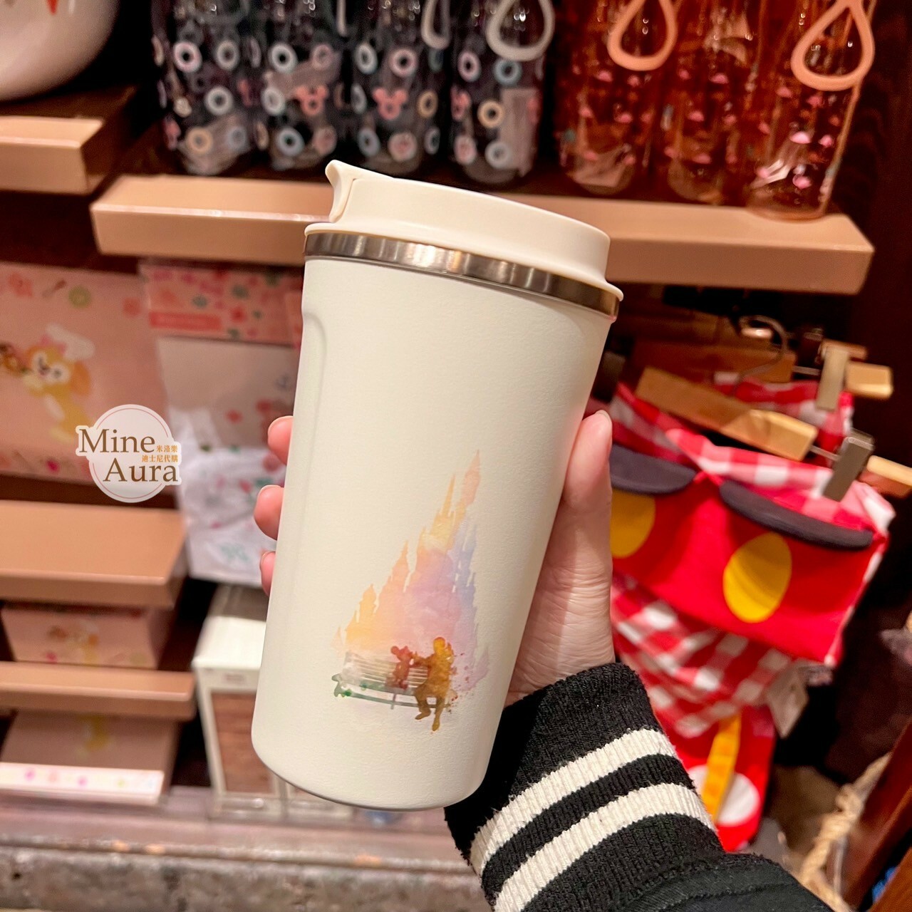 Dream Makers 創夢家 華特迪士尼 與 米奇 Mickey 水彩風 城堡圖案 不鏽鋼 隨行杯 水杯 -香港迪士尼樂園