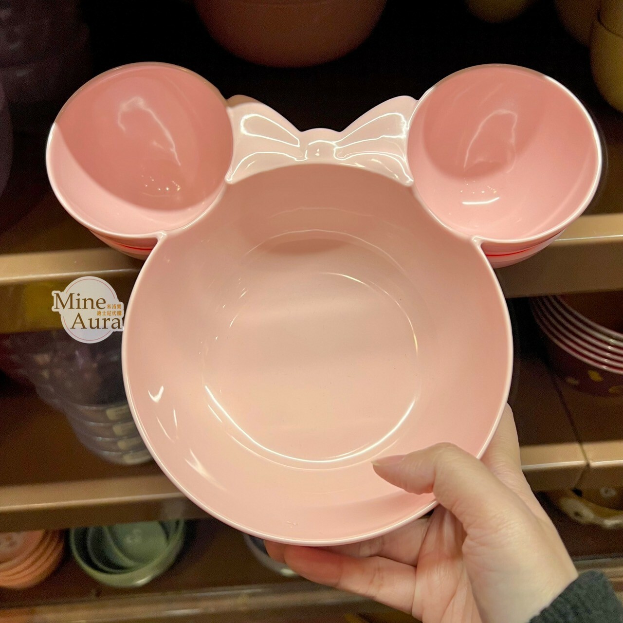 米妮 Minnie 米奇頭 粉色 造型 餐盤 -香港迪士尼樂園