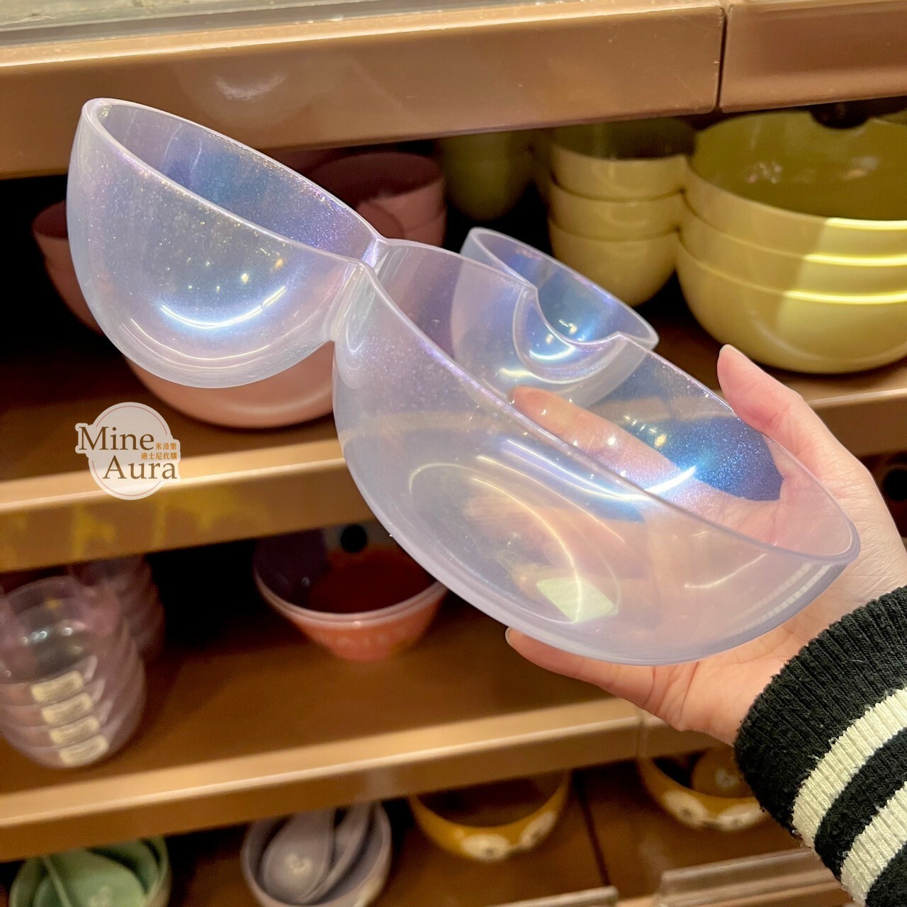 米奇 Mickey 米奇頭 閃粉透明 造型 中款 餐盤 -香港迪士尼樂園