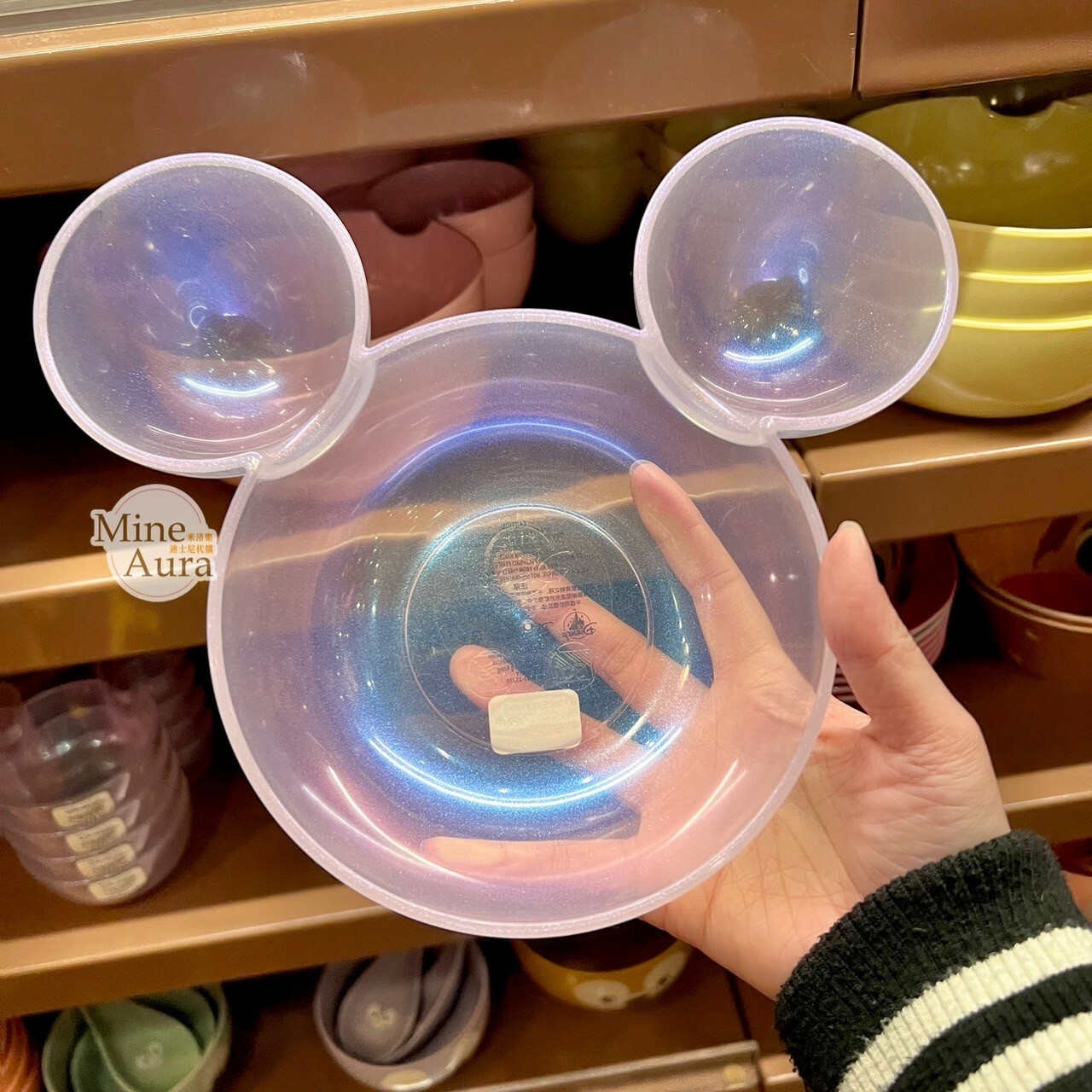 米奇 Mickey 米奇頭 閃粉透明 造型 中款 餐盤 -香港迪士尼樂園