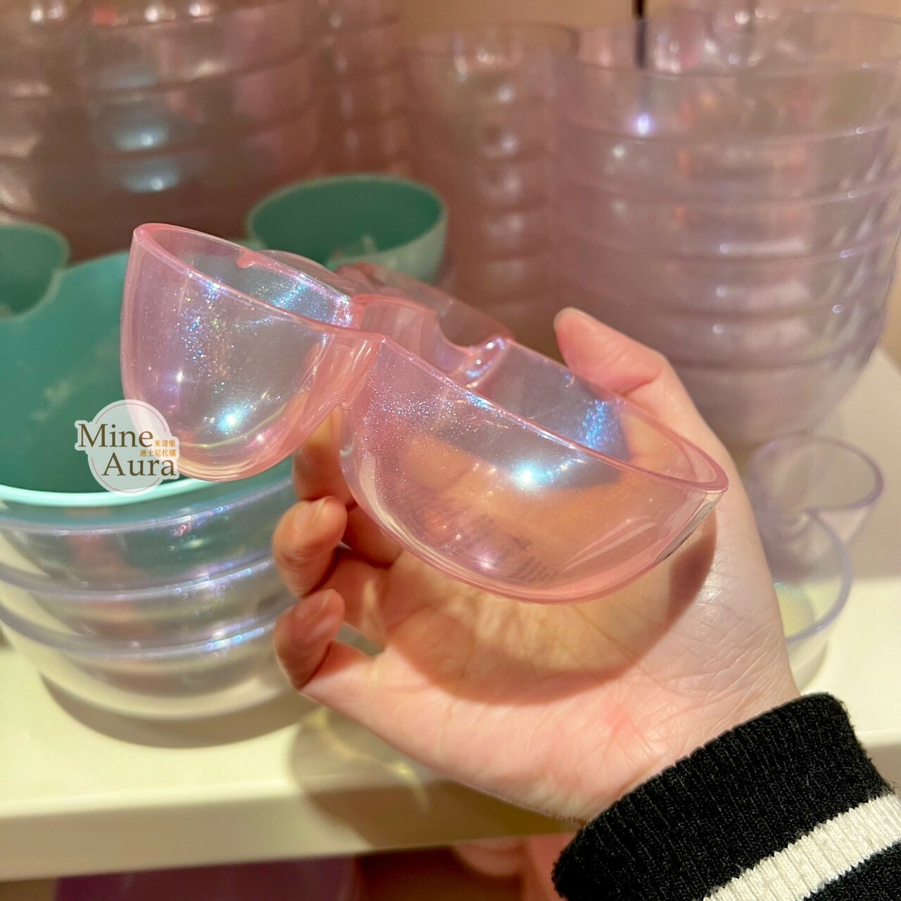 米妮 Minnie 米奇頭 閃粉透明 造型 小款 餐盤 -香港迪士尼樂園