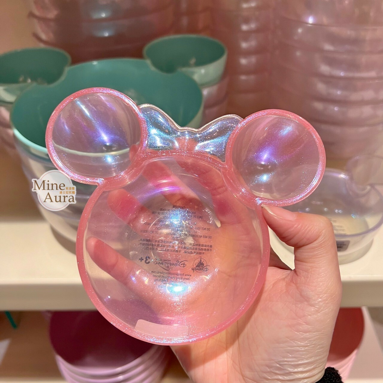 米妮 Minnie 米奇頭 閃粉透明 造型 小款 餐盤 -香港迪士尼樂園
